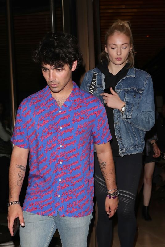 SOPHIE TURNER and Joe Jonas at Novikov Restaurant in London 07/17/2018