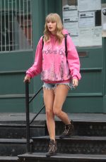 TAYLOR SWIFT in Denim Cutoff Leaves Her Apartment in New York 07/21/2018