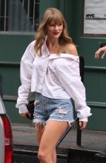 TAYLOR SWIFT in Denim Shorts Leaves Her Apartment in New York 07/22/2018