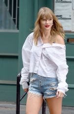 TAYLOR SWIFT in Denim Shorts Leaves Her Apartment in New York 07/22/2018