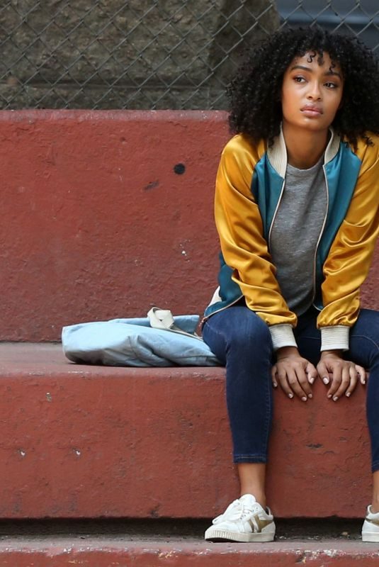 YARA SHAHIDI on the Set of The Sun Is Also A Star in New York 07/16/2018