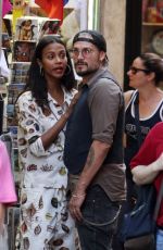 ZOE SALDANA and Marco Perego Out Shopping in Rome 07/13/2018