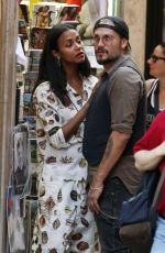 ZOE SALDANA and Marco Perego Out Shopping in Rome 07/13/2018