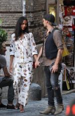 ZOE SALDANA and Marco Perego Out Shopping in Rome 07/13/2018
