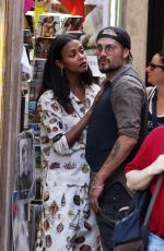 ZOE SALDANA and Marco Perego Out Shopping in Rome 07/13/2018