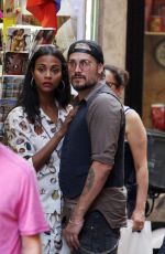 ZOE SALDANA and Marco Perego Out Shopping in Rome 07/13/2018