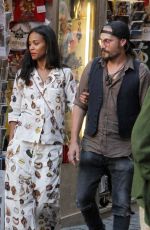 ZOE SALDANA and Marco Perego Out Shopping in Rome 07/13/2018