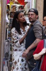 ZOE SALDANA and Marco Perego Out Shopping in Rome 07/13/2018