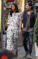 ZOE SALDANA and Marco Perego Out Shopping in Rome 07/13/2018