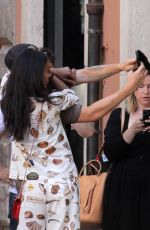 ZOE SALDANA and Marco Perego Out Shopping in Rome 07/13/2018