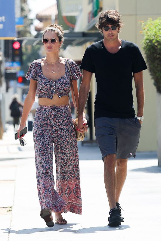 ALESSANDRA AMBROSIO and Nicolo Oddi Out for Lunch in Santa Monica 08/14/2018