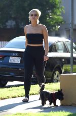 BEBE REXHA Out with Her Dog in Los Angeles 08/08/2018