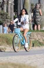 BECKY G Riding a Bike on the Set of Her New Music Video in Venice Beach 08/15/2018