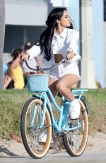 BECKY G Riding a Bike on the Set of Her New Music Video in Venice Beach 08/15/2018