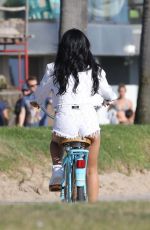 BECKY G Riding a Bike on the Set of Her New Music Video in Venice Beach 08/15/2018
