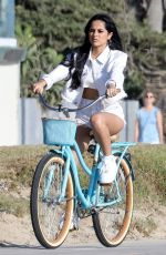 BECKY G Riding a Bike on the Set of Her New Music Video in Venice Beach 08/15/2018