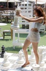 BLANCA BLANCO Playing Giant Chess at a Park in Malibu 08/15/2018