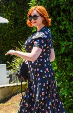 CHRISTINA HENDRICKS Arrives at Day of Indulgence Party in Los Angeles 08/12/2018