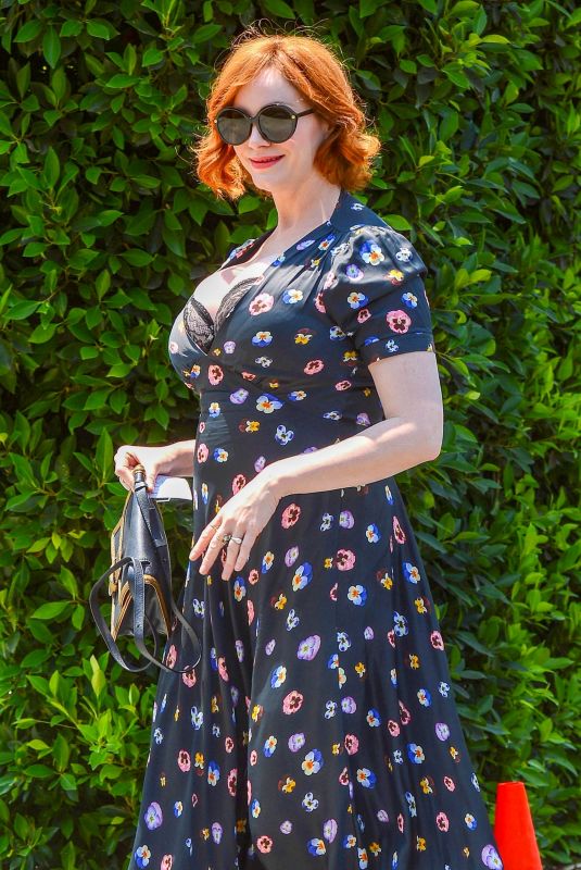 CHRISTINA HENDRICKS Arrives at Day of Indulgence Party in Los Angeles 08/12/2018