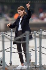 EMMA GREENWELL on the Set of The Rook in London 08/14/2018