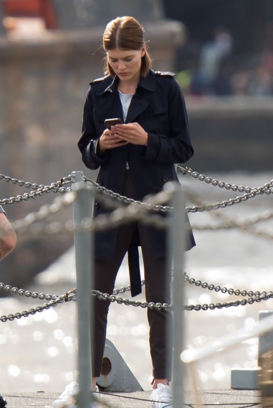 EMMA GREENWELL on the Set of The Rook in London 08/14/2018