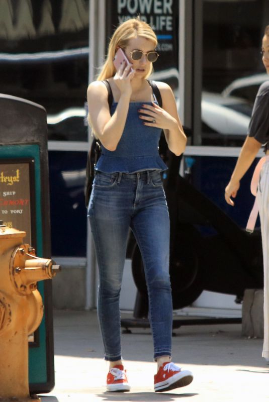 EMMA ROBERTS in Jeans Out in Los Angeles 08/16/2018