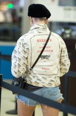 HALSEY in Denim Cutoff at JFK Airport in New York 08/23/2018
