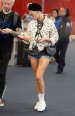 HALSEY in Denim Cutoff at JFK Airport in New York 08/23/2018