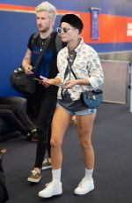 HALSEY in Denim Cutoff at JFK Airport in New York 08/23/2018
