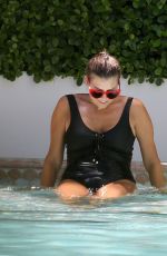 IMOGEN THOMAS in Swimsuit at a Pool in Miami 08/24/2018