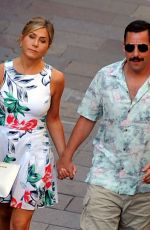 JENNIFER ANISTON and Adam Sandler on the Set of Murder Mystery in Milan 08/27/2018