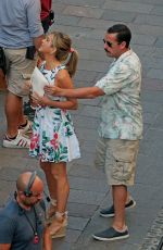JENNIFER ANISTON and Adam Sandler on the Set of Murder Mystery in Milan 08/27/2018