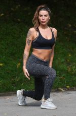 JENNY THOMPSON Working Out at a Park in Manchester 08/19/2018