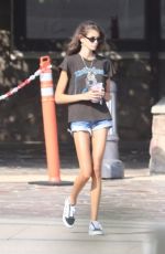 KAIA GERBER in Denim Shorts at Sunlife Organics in Malibu 08/18/2018