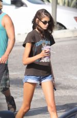 KAIA GERBER in Denim Shorts at Sunlife Organics in Malibu 08/18/2018