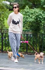 KATIE HOLMES Out with Her Dogs in New York 08/13/2018