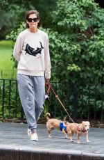 KATIE HOLMES Out with Her Dogs in New York 08/13/2018