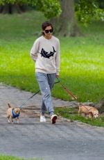 KATIE HOLMES Out with Her Dogs in New York 08/13/2018