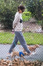 KATIE HOLMES Out with Her Dogs in New York 08/13/2018