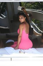 KIM KARDASHIAN in Tights at a Yacht in Miami 08/16/2018