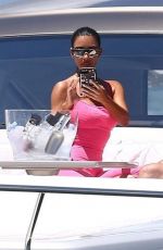 KIM KARDASHIAN in Tights at a Yacht in Miami 08/16/2018