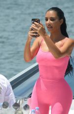 KIM KARDASHIAN in Tights at a Yacht in Miami 08/16/2018