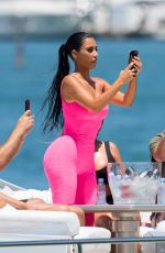 KIM KARDASHIAN in Tights at a Yacht in Miami 08/16/2018
