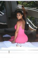 KIM KARDASHIAN in Tights at a Yacht in Miami 08/16/2018