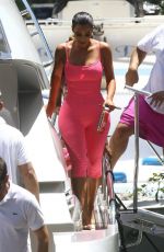 KIM KARDASHIAN in Tights at a Yacht in Miami 08/16/2018