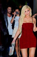 KYLIE JENNER in Tight Red Dress Out in New York 08/19/2018