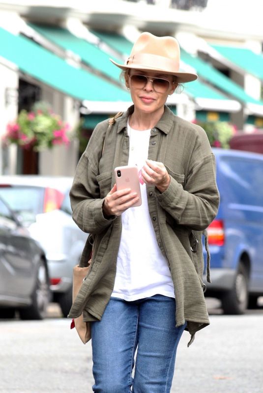 KYLIE MINOGUE Out and About in Primrose Hill 08/13/2018