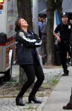 MARISKA HARGITAY on set of Law and Order: SVU in New York 08/20/2018