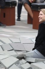 MELISSA BENOIST on the Set of Supergirl in Vancouver 08/13/2018