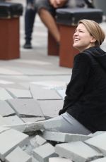 MELISSA BENOIST on the Set of Supergirl in Vancouver 08/13/2018